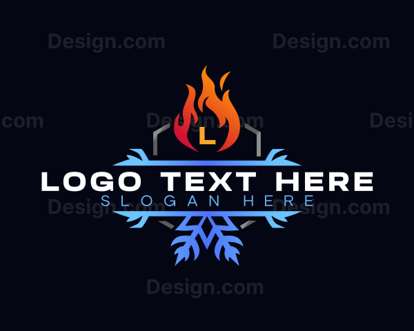 Snowflake Fire Heating Logo