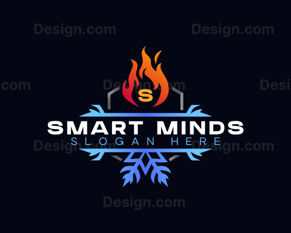 Snowflake Fire Heating Logo