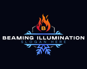 Snowflake Fire Heating logo design