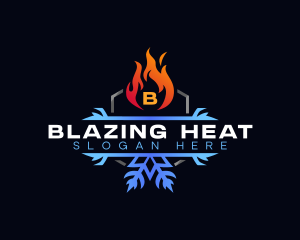 Snowflake Fire Heating logo design