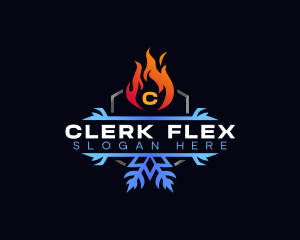 Snowflake Fire Heating logo design