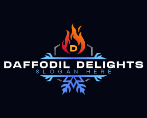 Snowflake Fire Heating logo design