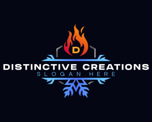 Snowflake Fire Heating logo design