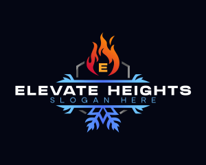 Snowflake Fire Heating logo design