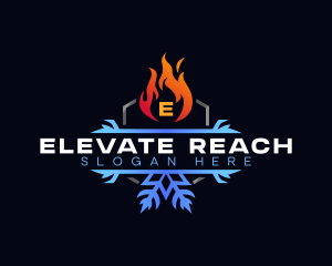 Snowflake Fire Heating logo design