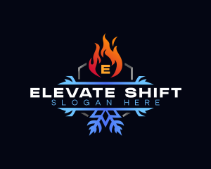 Snowflake Fire Heating logo design