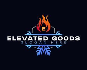 Snowflake Fire Heating logo design