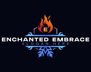 Snowflake Fire Heating logo design