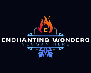 Snowflake Fire Heating logo design