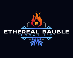 Snowflake Fire Heating logo design