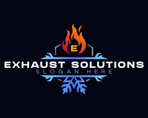 Snowflake Fire Heating logo design