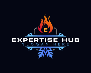 Snowflake Fire Heating logo design