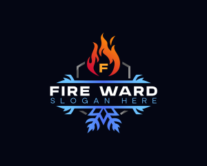 Snowflake Fire Heating logo design