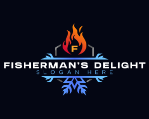 Snowflake Fire Heating logo design