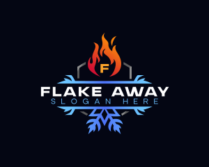 Snowflake Fire Heating logo design