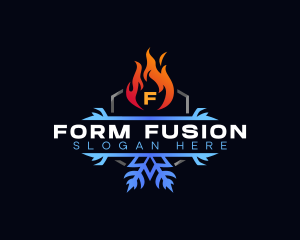 Snowflake Fire Heating logo design