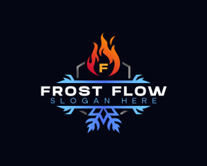 Snowflake Fire Heating logo design