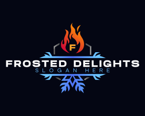 Snowflake Fire Heating logo design