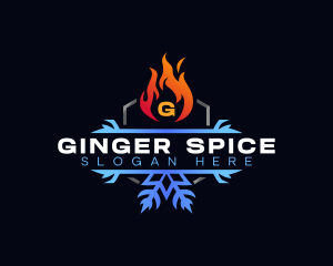 Snowflake Fire Heating logo design