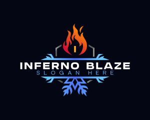 Snowflake Fire Heating logo design