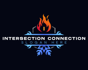 Snowflake Fire Heating logo design