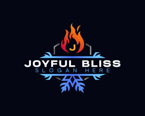 Snowflake Fire Heating logo design