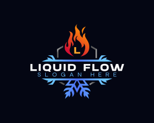 Snowflake Fire Heating logo design