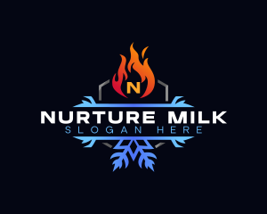 Snowflake Fire Heating logo design