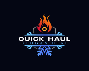 Snowflake Fire Heating logo design