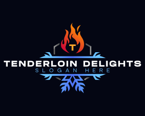 Snowflake Fire Heating logo design