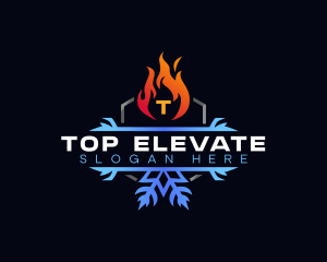 Snowflake Fire Heating logo design