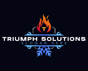 Snowflake Fire Heating logo design