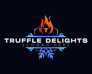 Snowflake Fire Heating logo design