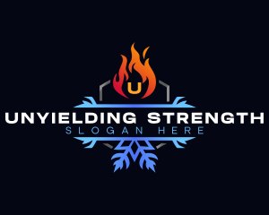 Snowflake Fire Heating logo design