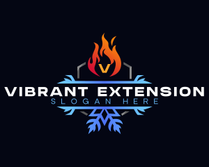 Snowflake Fire Heating logo design