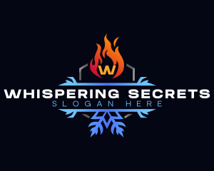 Snowflake Fire Heating logo design