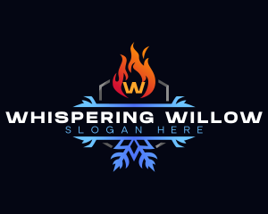 Snowflake Fire Heating logo design