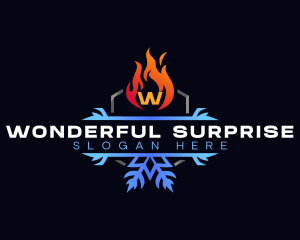 Snowflake Fire Heating logo design