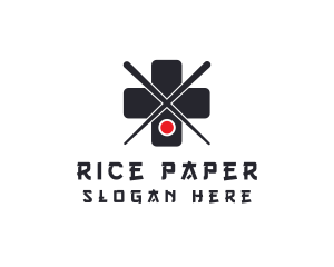 Sushi Cross Chopsticks logo design