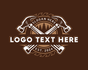 Woodwork Hammer Saw logo design