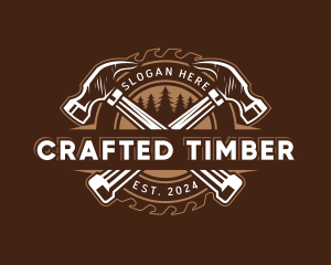 Woodwork Hammer Saw logo design