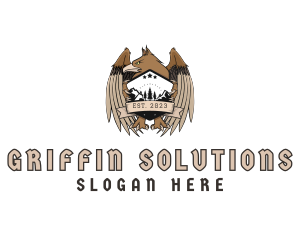 Griffin Forest Mountain Shield logo design