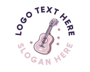 Pink Popstar Guitar logo design