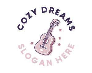 Pink Popstar Guitar logo design