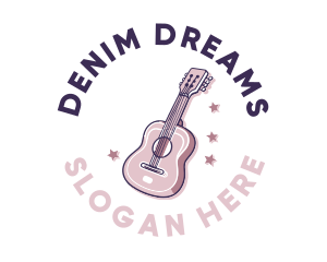 Pink Popstar Guitar logo design