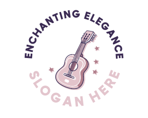 Pink Popstar Guitar logo design