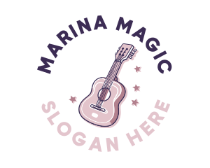 Pink Popstar Guitar logo design