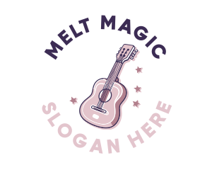 Pink Popstar Guitar logo design