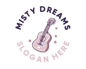 Pink Popstar Guitar logo design