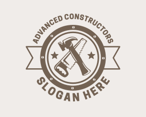 Saw Hammer Carpentry logo design